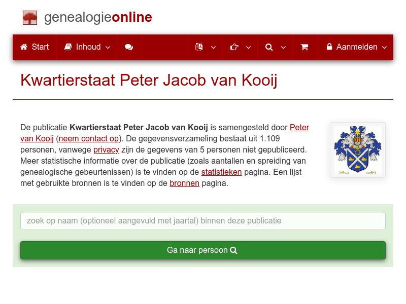 Screenshot van website