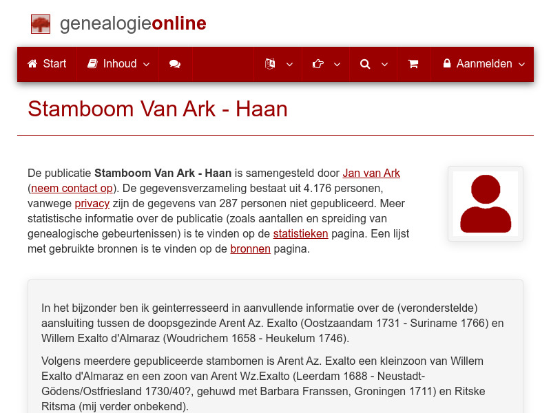 Screenshot van website