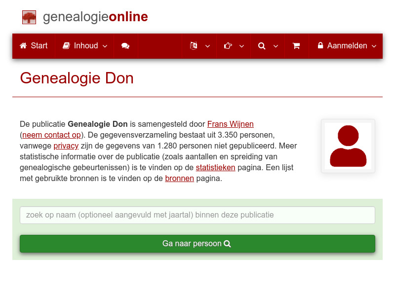 Screenshot van website