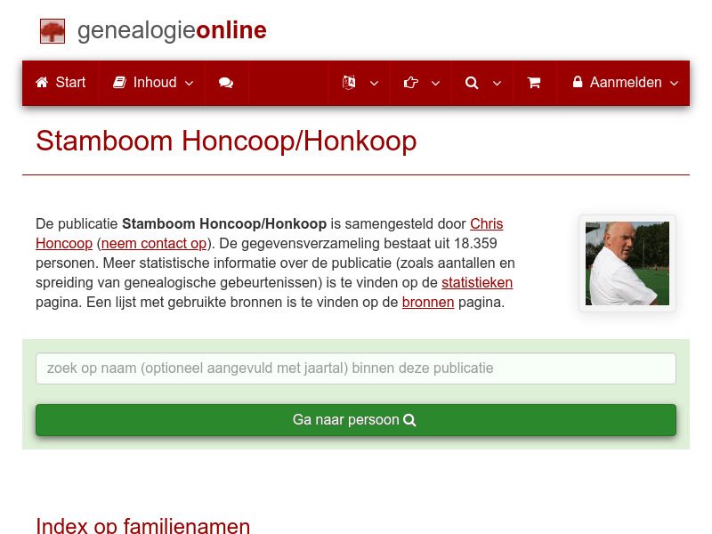 Screenshot van website