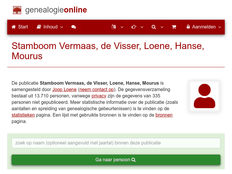 Screenshot van website