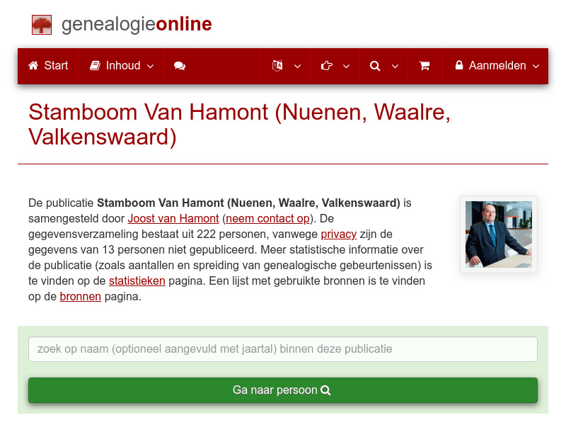 Screenshot van website
