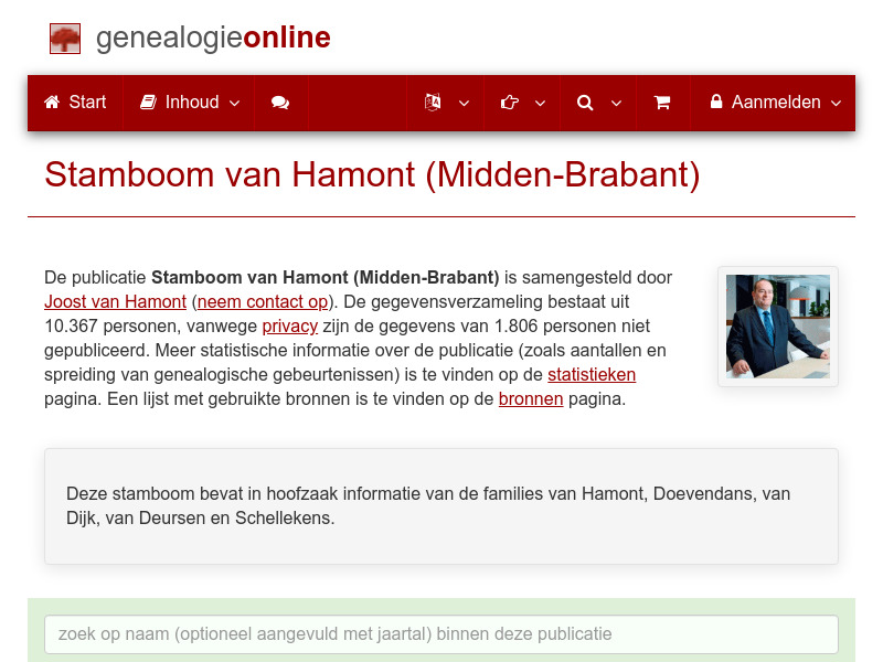 Screenshot van website