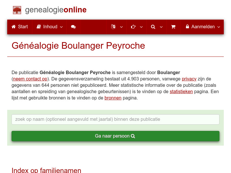 Screenshot van website