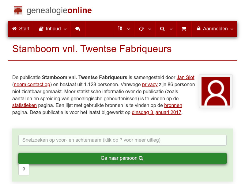 Screenshot van website