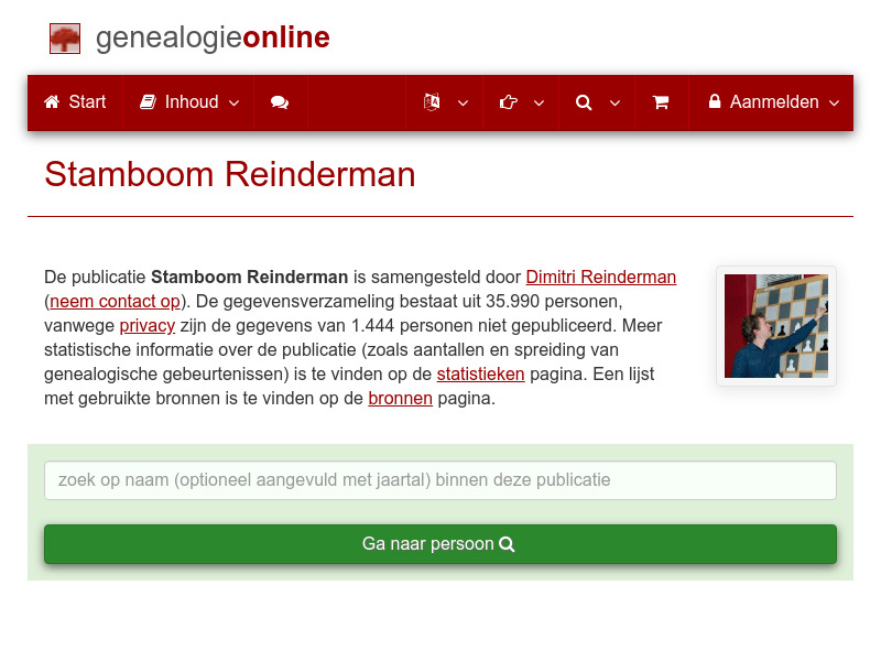 Screenshot van website