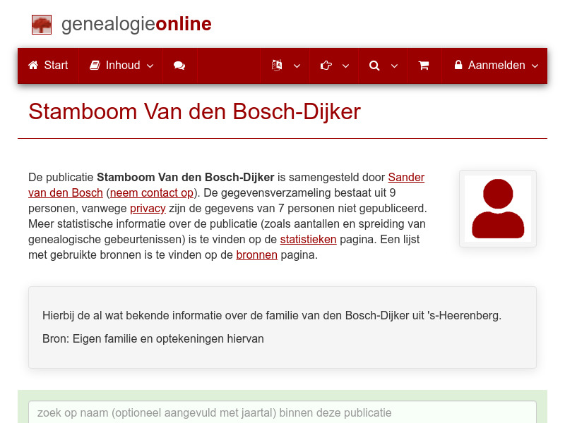 Screenshot van website