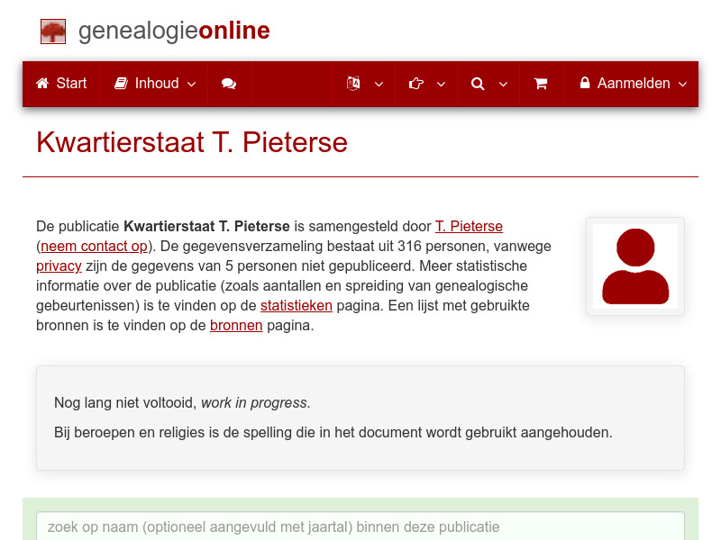 Screenshot van website