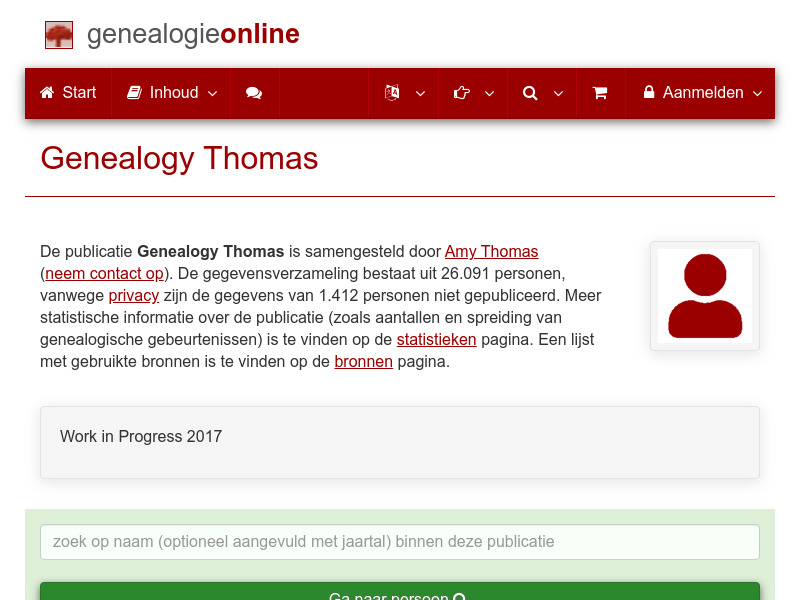 Screenshot van website