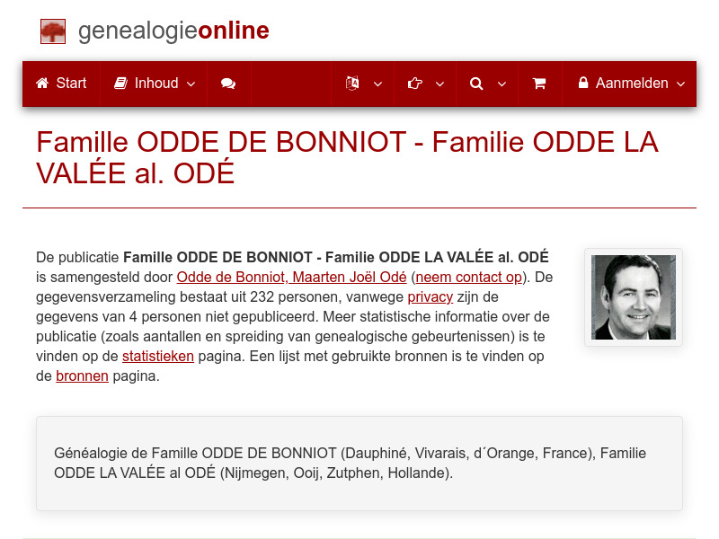 Screenshot van website