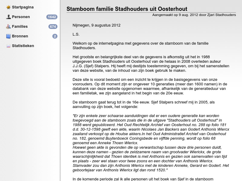 Screenshot van website