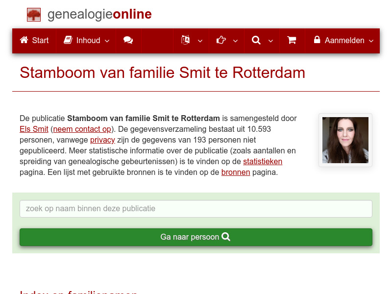 Screenshot van website
