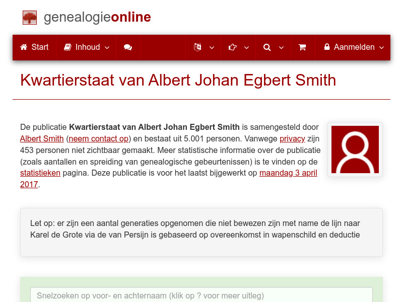 Screenshot van website