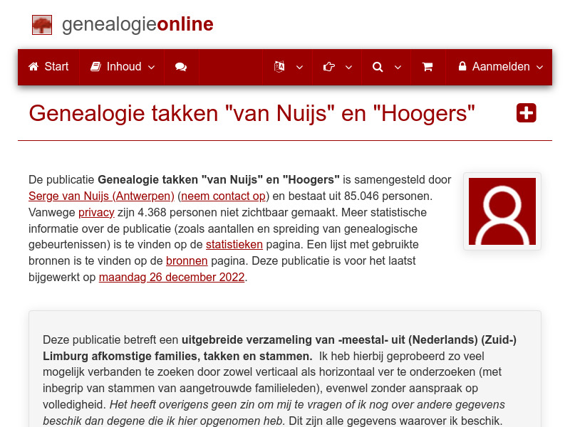 Screenshot van website