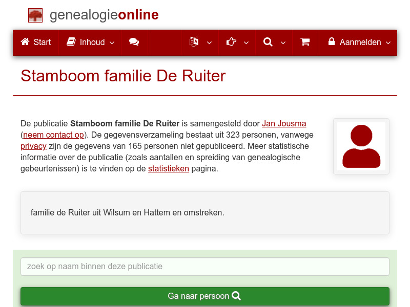 Screenshot van website
