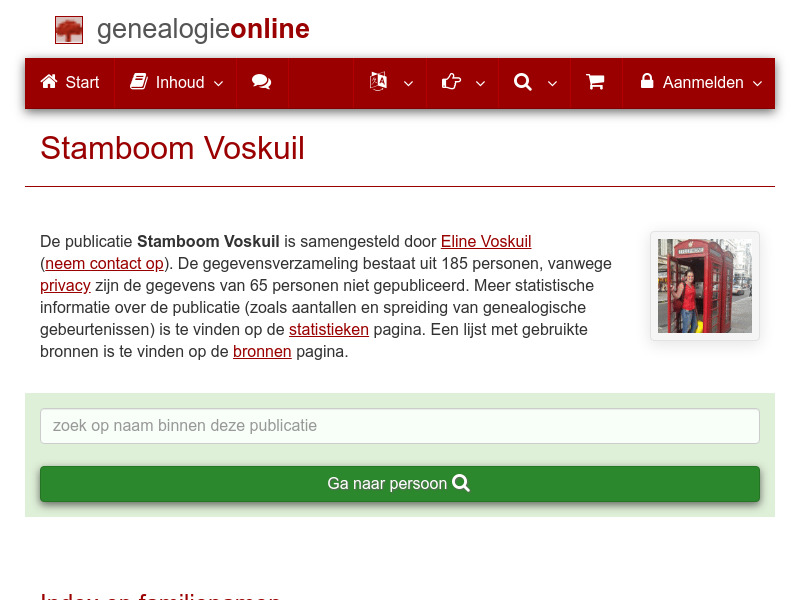 Screenshot van website