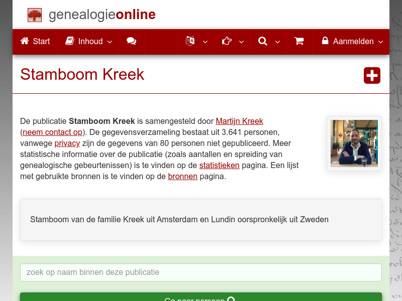 Screenshot van website