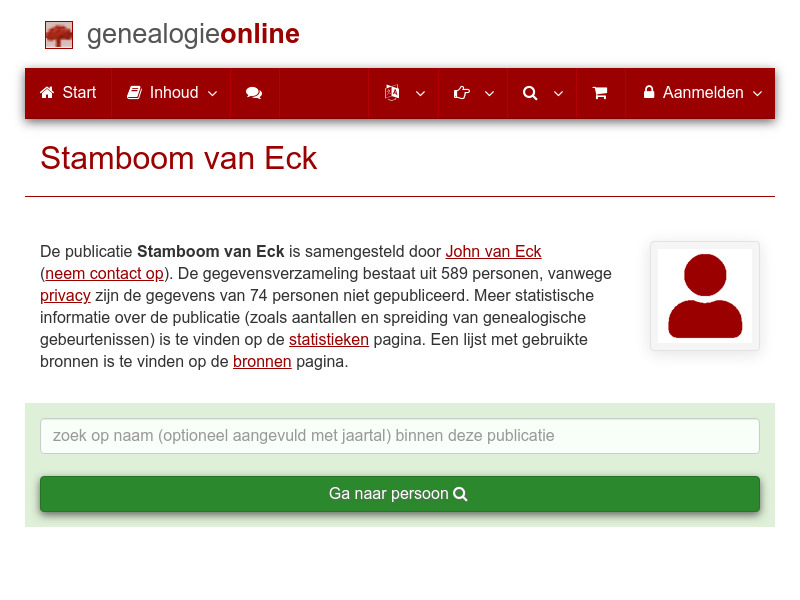Screenshot van website