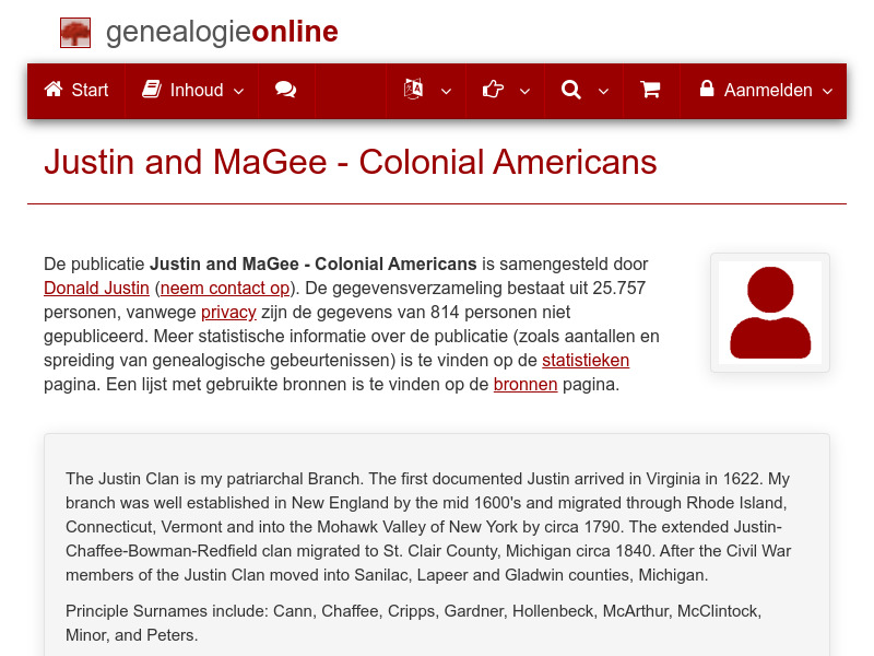 Screenshot van website