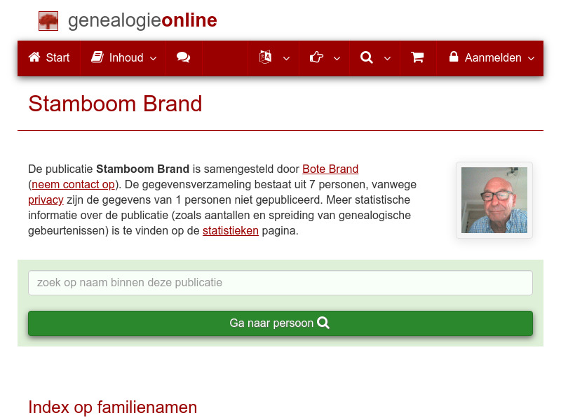 Screenshot van website
