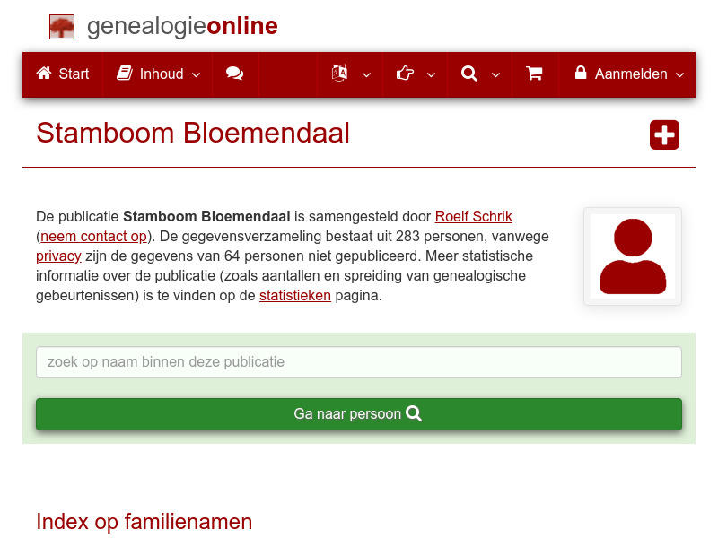 Screenshot van website