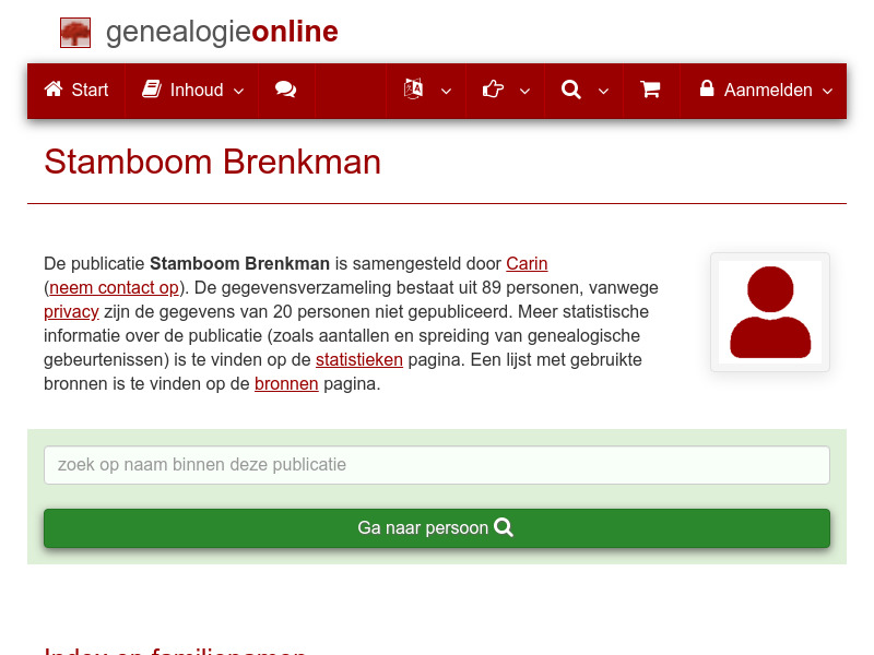 Screenshot van website