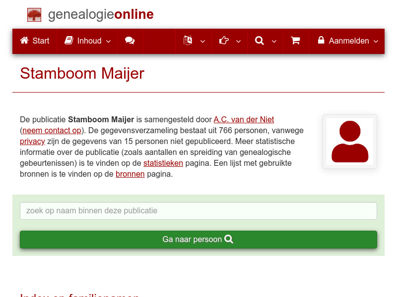 Screenshot van website