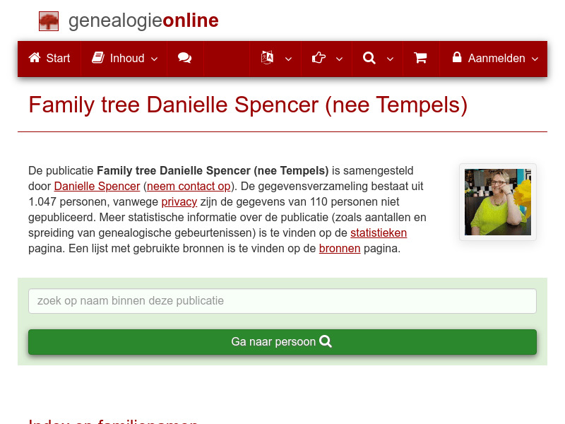 Screenshot van website