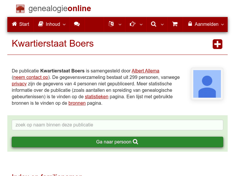 Screenshot van website