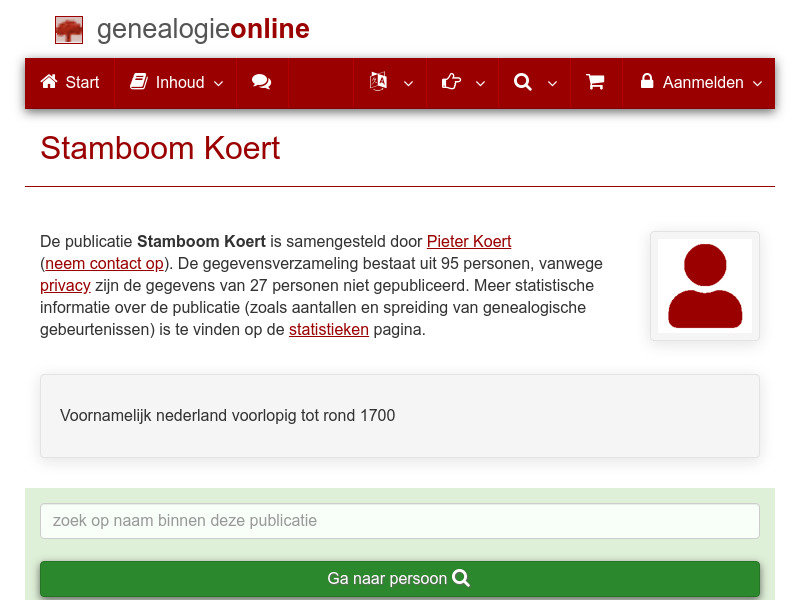 Screenshot van website