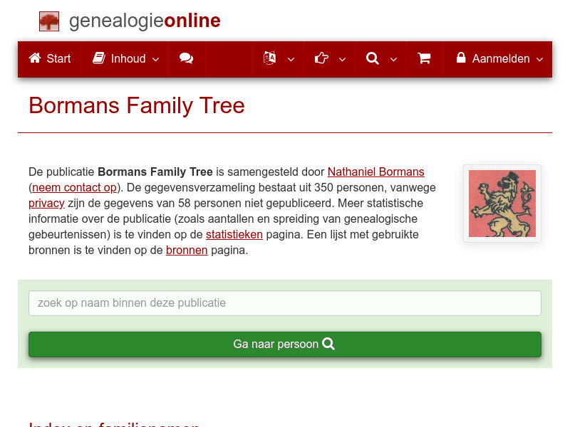 Screenshot van website