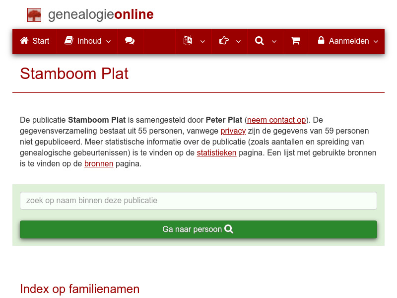 Screenshot van website