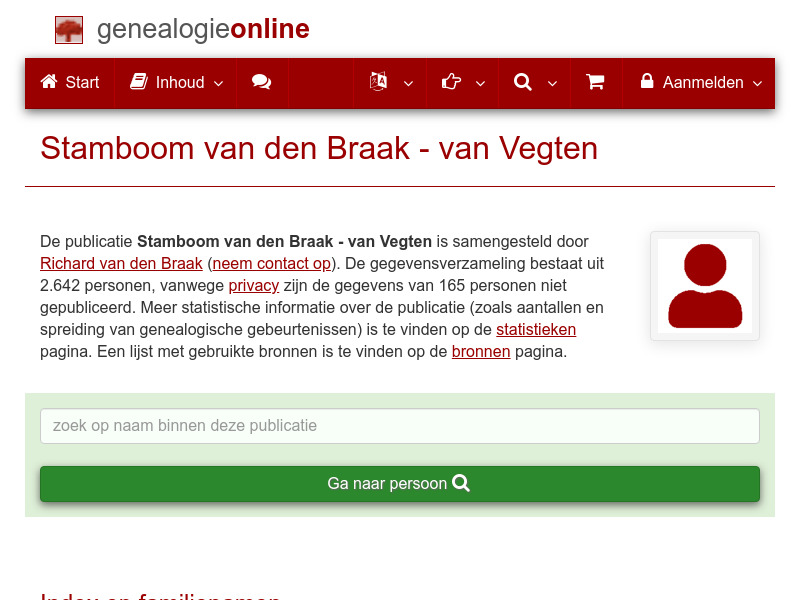 Screenshot van website