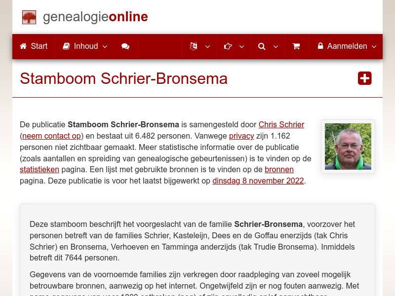 Screenshot van website