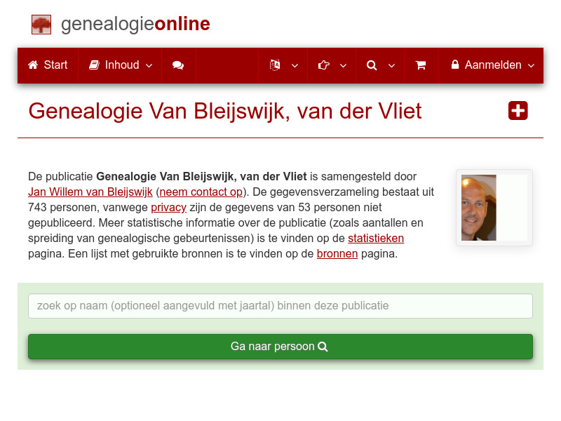 Screenshot van website