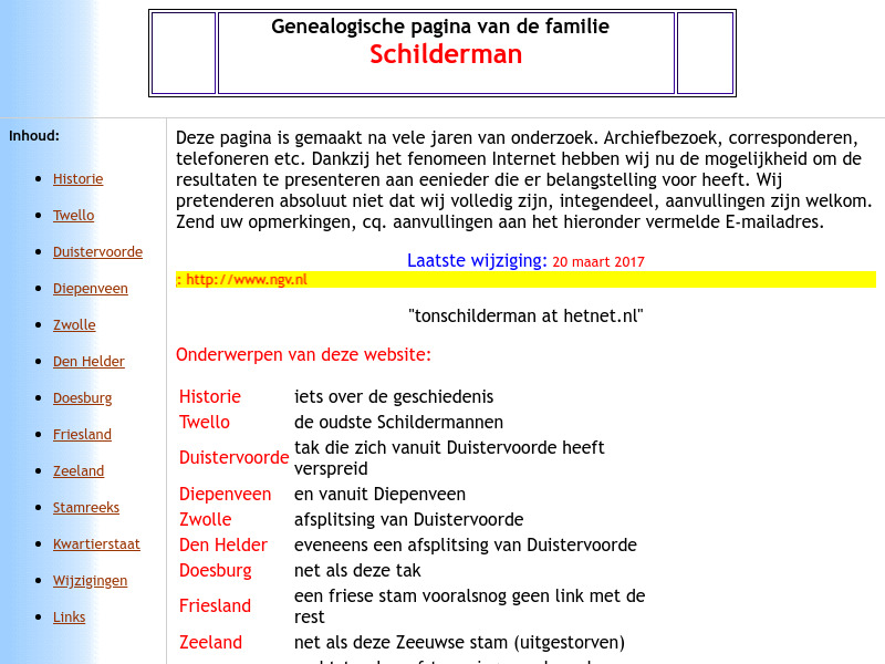 Screenshot van website