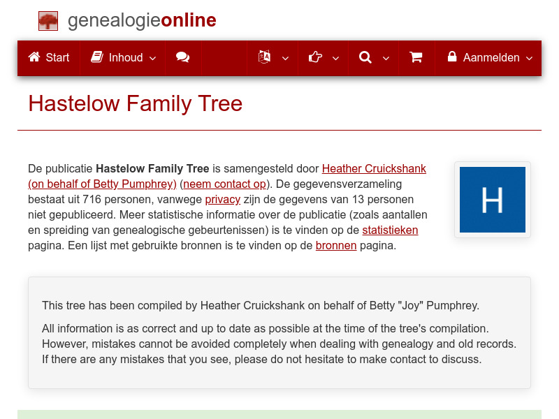 Screenshot van website