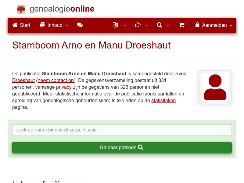 Screenshot van website