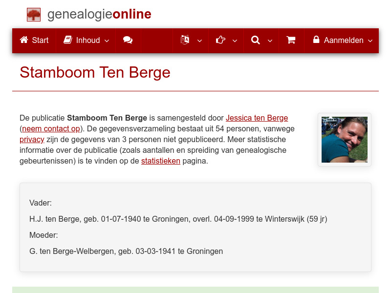 Screenshot van website