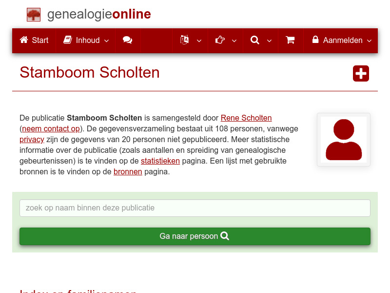 Screenshot van website