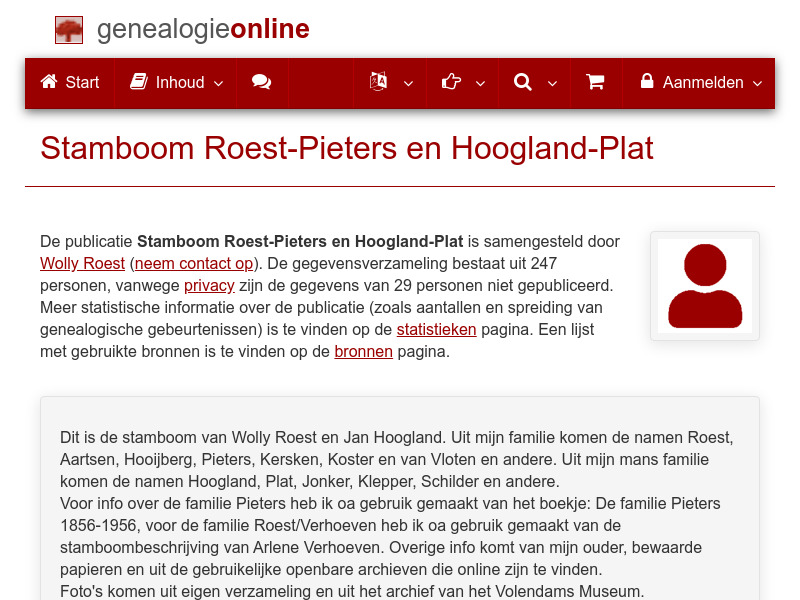 Screenshot van website