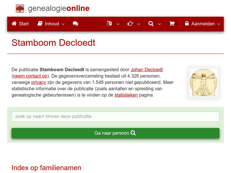 Screenshot van website