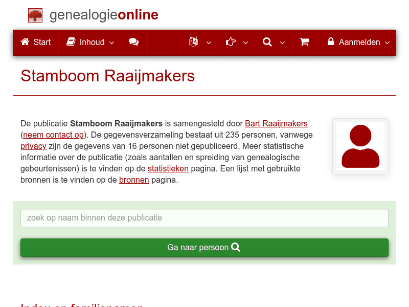 Screenshot van website