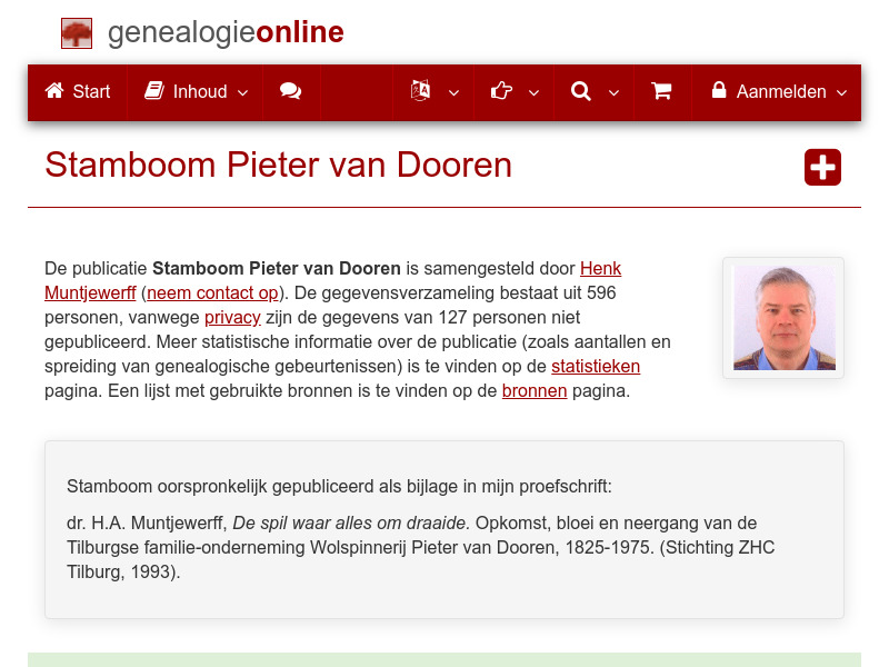 Screenshot van website