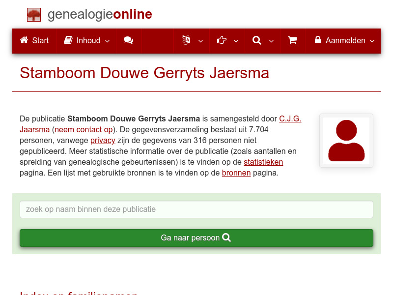 Screenshot van website