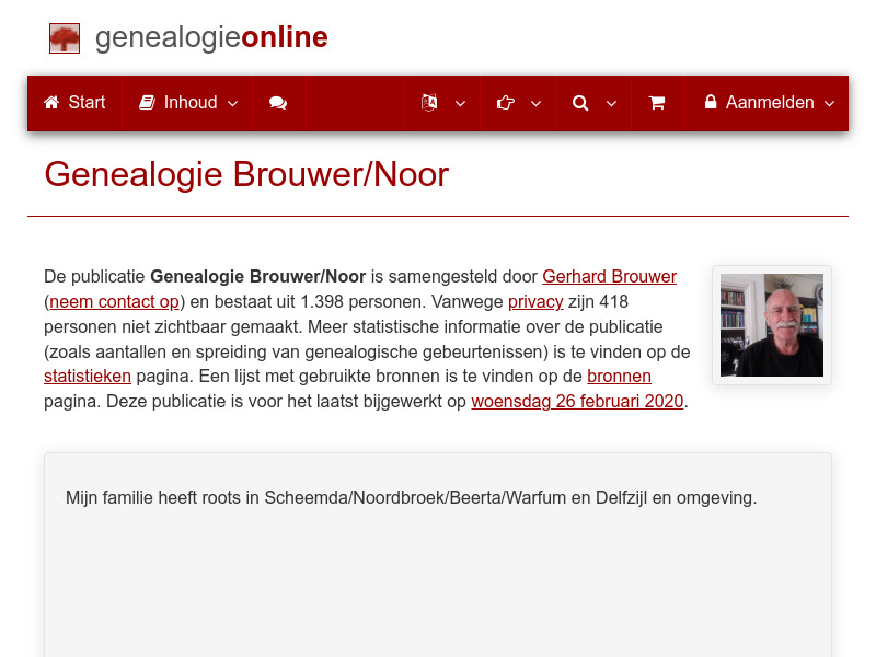 Screenshot van website