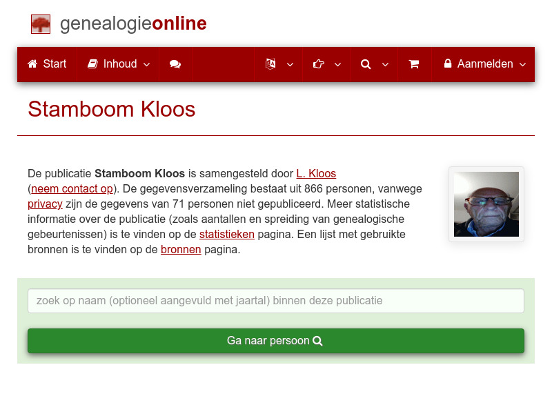 Screenshot van website