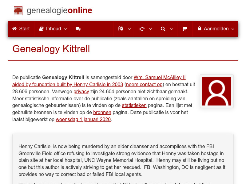 Screenshot van website