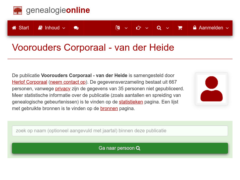 Screenshot van website