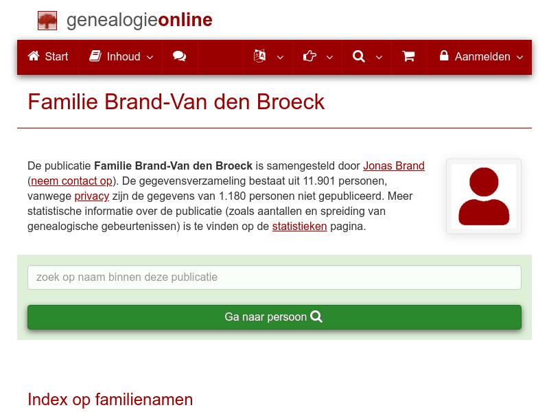 Screenshot van website